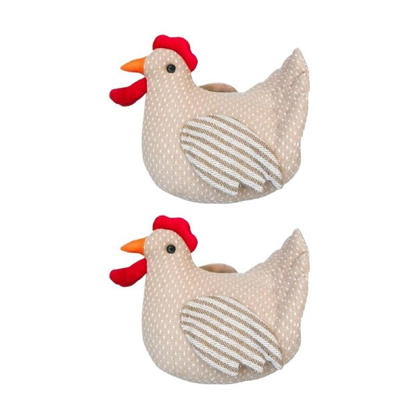 2x Urban Products Chicken Beige Plush Doorstopper Decorative Decor 24cm
