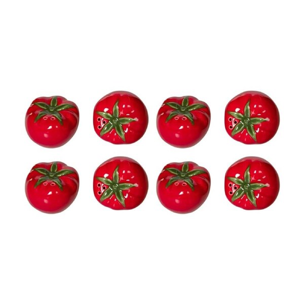 4x 2pc Urban Products Tomato Salt & Pepper Shakers Red Ceramic Set 5cm