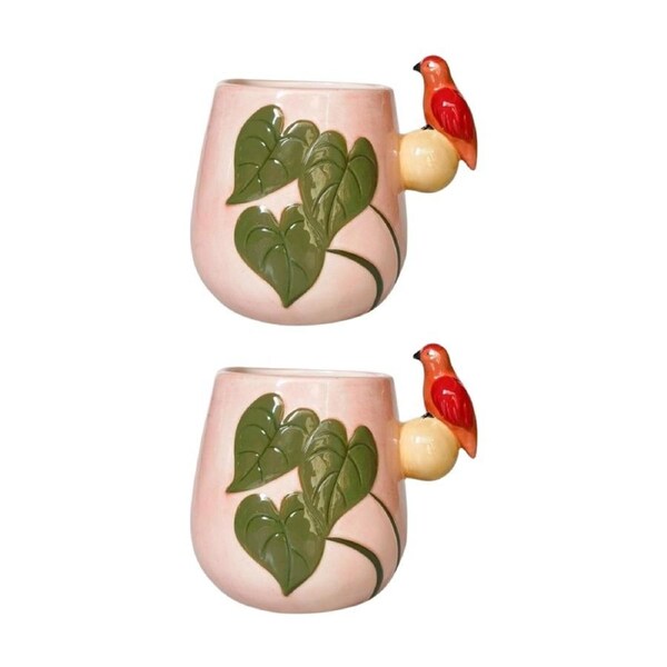 2x Urban Products Madagascar Planter Pink Ceramic Decorative Pot 15cm