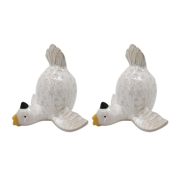 2x Urban Products Cockatoo Handstand White Ceramic Decorative Planter 17cm