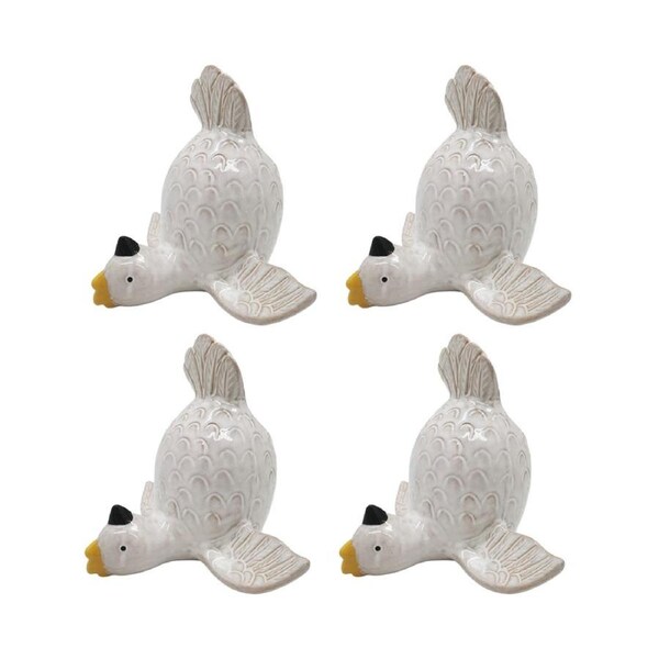 4x Urban Products Cockatoo Handstand White Ceramic Decorative Planter 17cm