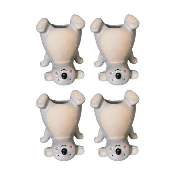 4x Urban Products Koala Handstand Grey Decorative Indoor Planter 15cm