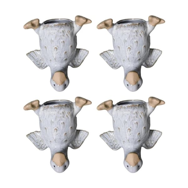 4x Urban Products Duck Handstand White Ceramic Decorative Planter 17cm