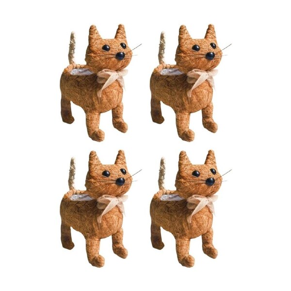 4x Urban Products Ginger Cat Husk Planter Orange Decorative Indoor 24cm