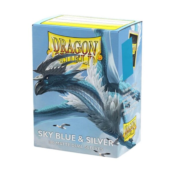 Dragon Shield Sky Blue and Silver 100 Matte Dual Sleeves