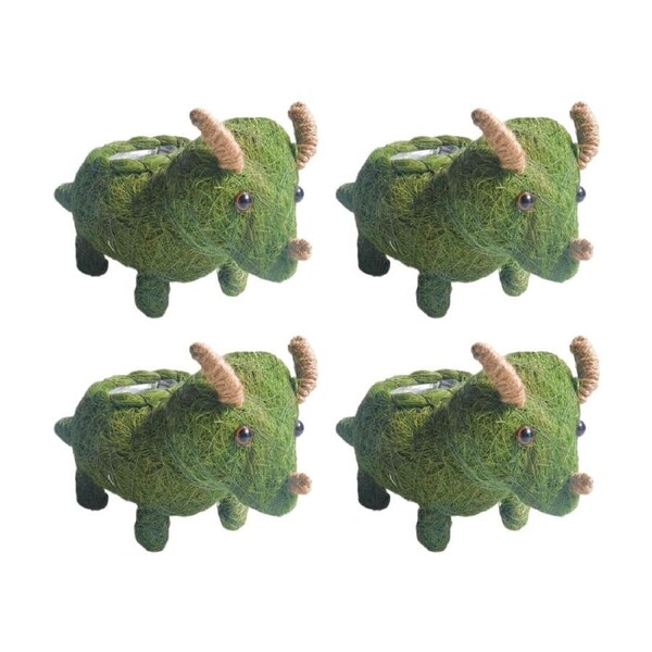 4x Urban Products Triceratops Dinosaur Husk Green Decorative Planter