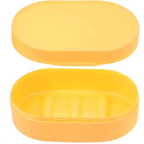 Velocity Portable Travel Soap Box Large Yellow with Lid, Sealed Bar Soap Container for Bathroom, Camping, and Household