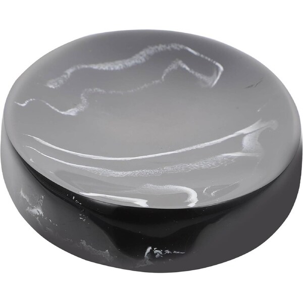 Velocity Nordic Black Marble Resin Soap Dish with Drainage for Bathroom and Kitchen Bar Soap Holder and Sponge Tray Hotel-Style