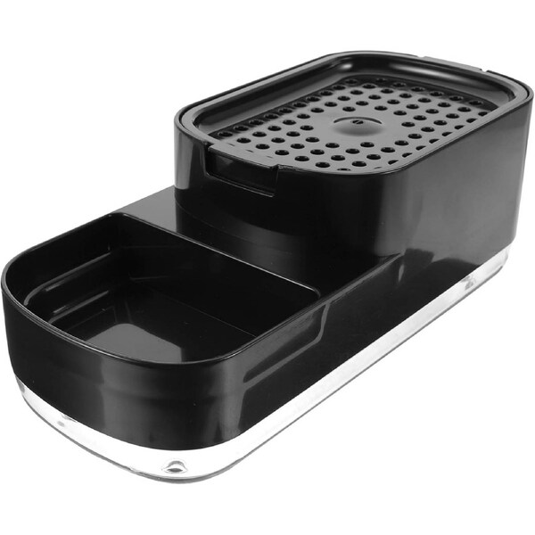 Velocity Manual Push-Down Dish Soap Dispenser Liquid Box for Kitchen Sink, Black Countertop Soap Pump Holder, Home Kitchen Supply for Dishwashing