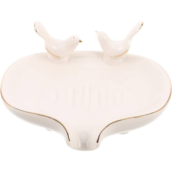 Velocity Ceramic Soap Box for Kitchen Sink Bathroom Counter Bird Design Soap Dish Holder Dish