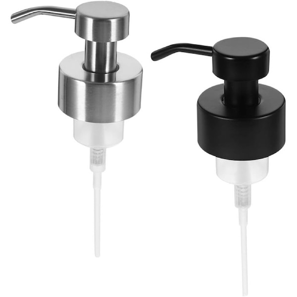 Velocity 2 Pcs Foaming Soap Dispenser Pumps for Shampoo and Lotion Bottles, Stainless Steel Pump Head Replacement with Black and Silver Metal Finish, Suitable for Kitchen Dishwashing Liquid
