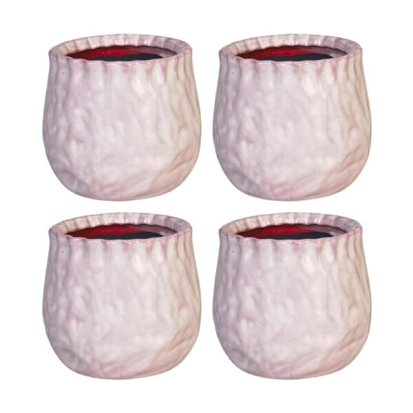 4x Urban Products Evelyn Planter Pink Ceramic Decorative Pot 11cm