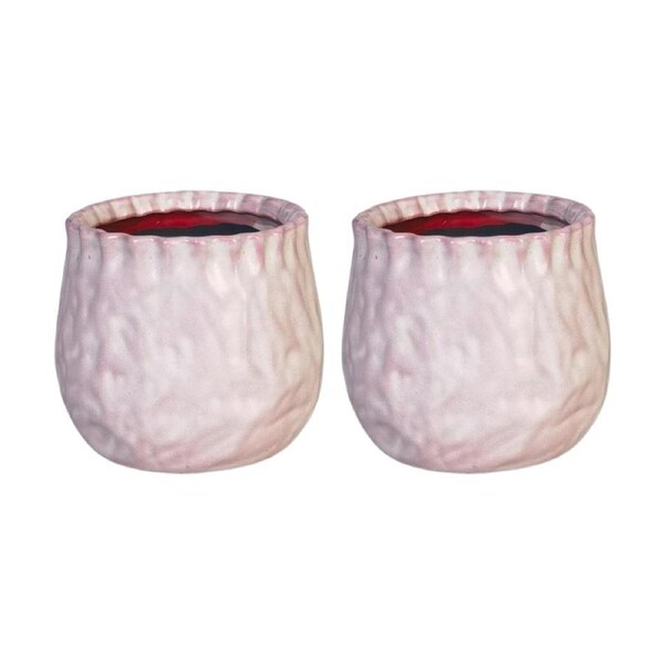2x Urban Products Evelyn Planter Pink Ceramic Decorative Pot 11cm