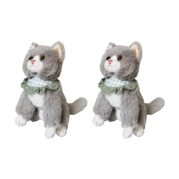 2x Urban Products Cassie Cat Grey Soft Toy Kids Cuddly Plush 18cm