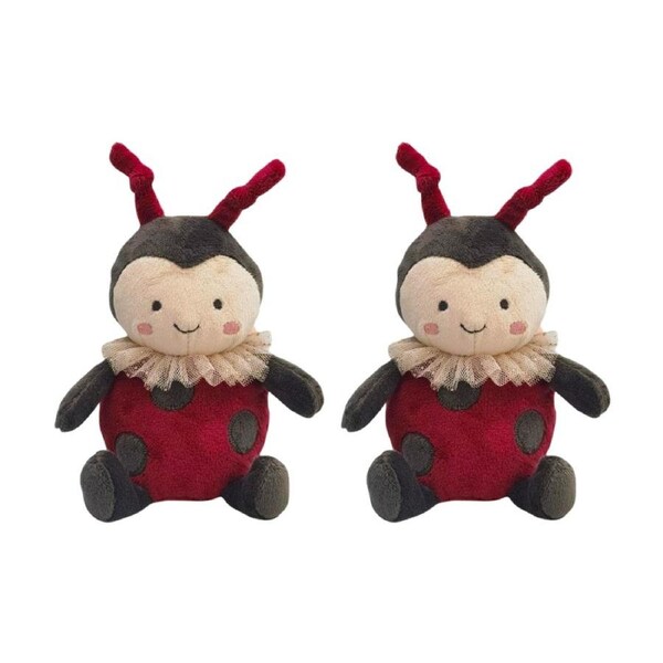 2x Urban Products Ladybug Rattle Red/Black Kids Plush Soft Toy 17cm
