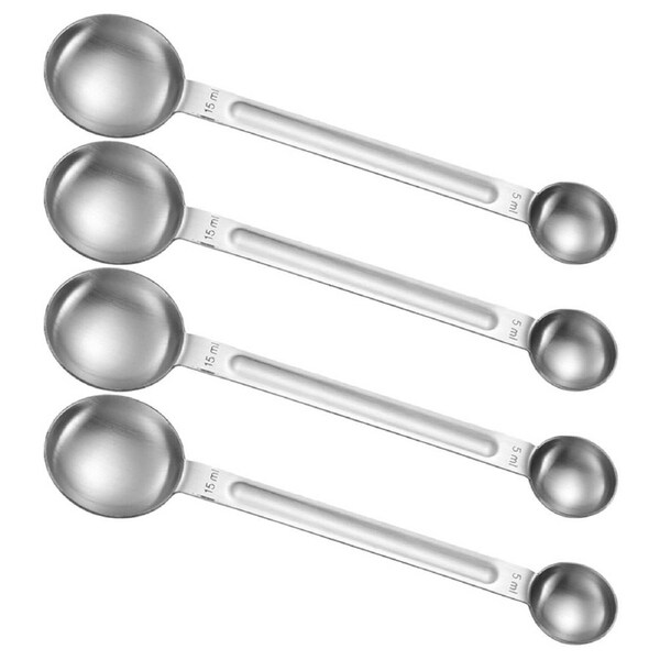 4 Pieces Coffee Measuring Spoons Double Stainless Steel Scoops