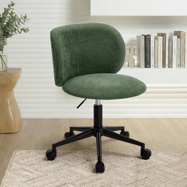 Oikiture Office Chair Armless Mid Back Swivel Ergonomic Chair Wheels Green