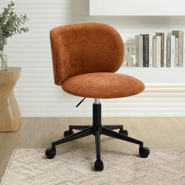 Oikiture Office Chair Armless Mid Back Swivel Ergonomic Chair Wheels Orange