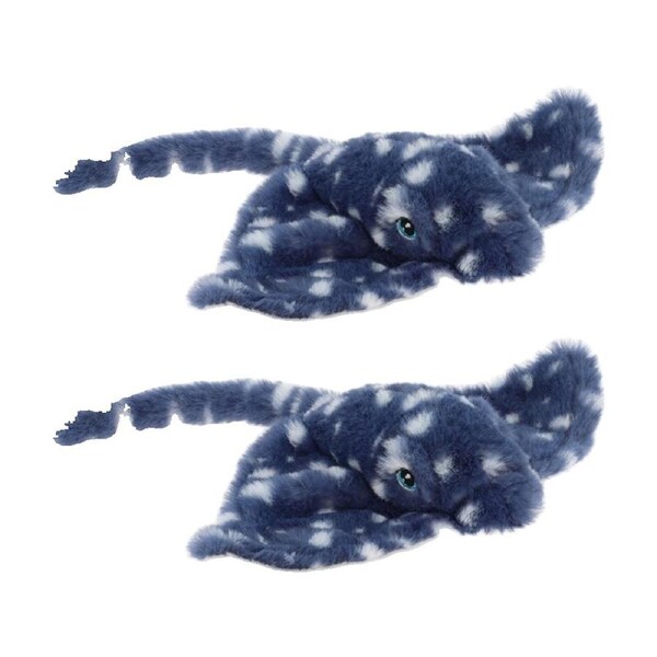2x Keeleco 100% Recycled Material Weighted 20cm Animal Plush Toy Stingray