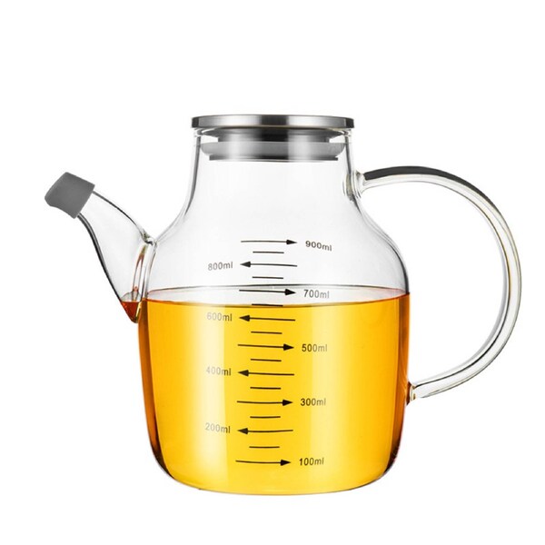 Glass Oil Dispenser Bottle with Measurements, Oil Dispenser Bottle for Kitchen, 20.3 OZ Oil Container Kitchen for Olive/Vinegar/Cooking/Soy Sauce