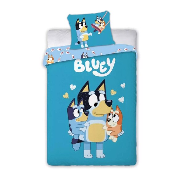 Bluey Loving Moments Kids Cotton Quilt Cover Set - Toddler Bed Size