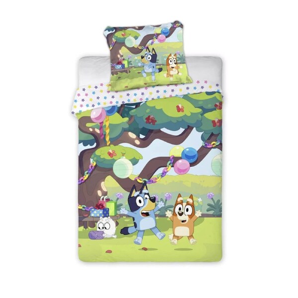 Bluey Garden Party Kids Cotton Quilt Cover Set - Toddler Bed Size