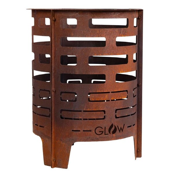 Glow Geo Brazier 43cm Diameter Fire Pit in Rust