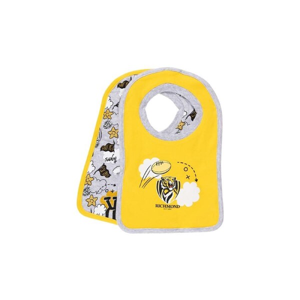 Richmond Tigers AFL Baby 2 Bib Pack - Yellow/ Grey
