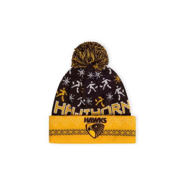Hawthorn Hawks AFL Adult Ugly Beanie OSFM - BROWN