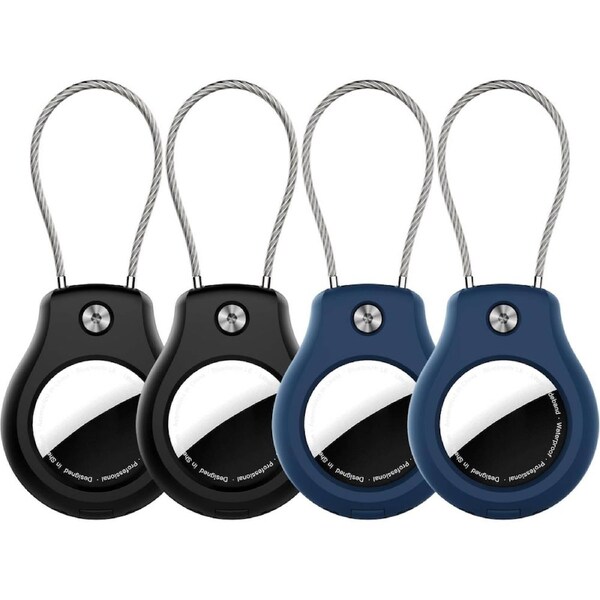 4 Pack Apple Airtag Holder, Waterproof Wire Lock Airtag Case, Waterproof AirTags Keychain Holder, Ultra Secure for Luggage, Key Ring Key Chain Luggage tag Backpack