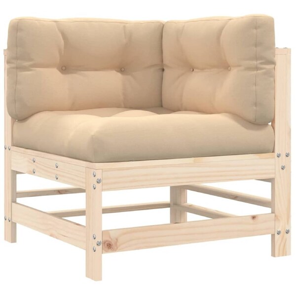 Corner Sofa with Cushions Solid Wood Pine vidaXL