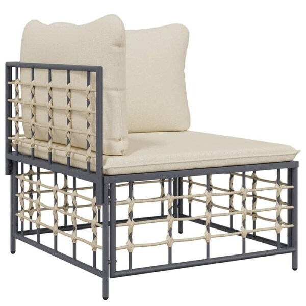 Garden Corner Sofa with Beige Cushions Poly Rattan vidaXL