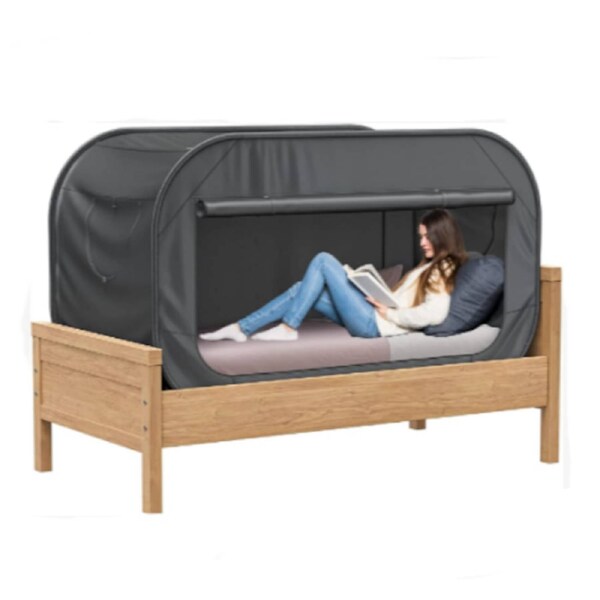 Pop Up Bed Tent Black Bed Canopy Shelter Cabin Indoor Privacy