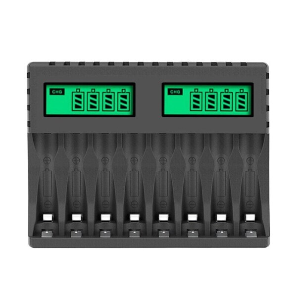 8 Slot Smart Battery Charger for AA/AAA Rechargeable Batteries