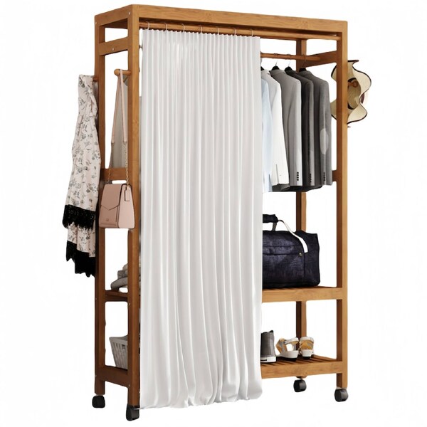 Wooden Coat Rack on Wheels 100cm