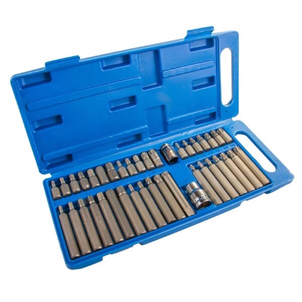 40Pcs Allen Torx Hex Key Star Spline Bit Set Blow Molded Case 3/8" & 1/2"
