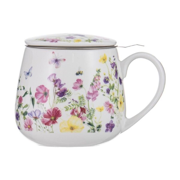 3pc Ashdene Garden Soiree Tea Infuser Bone China Set Floral Design