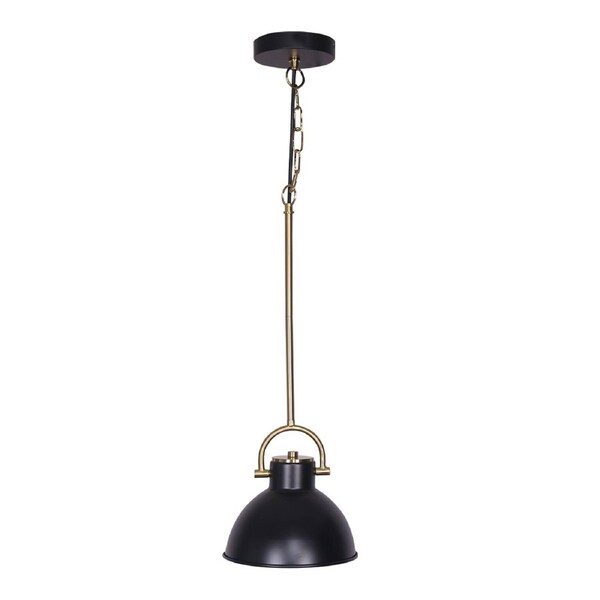 Sarantino Matte Black and Gold Pendant Light, Adjustable 60-140cm, 20x75cm