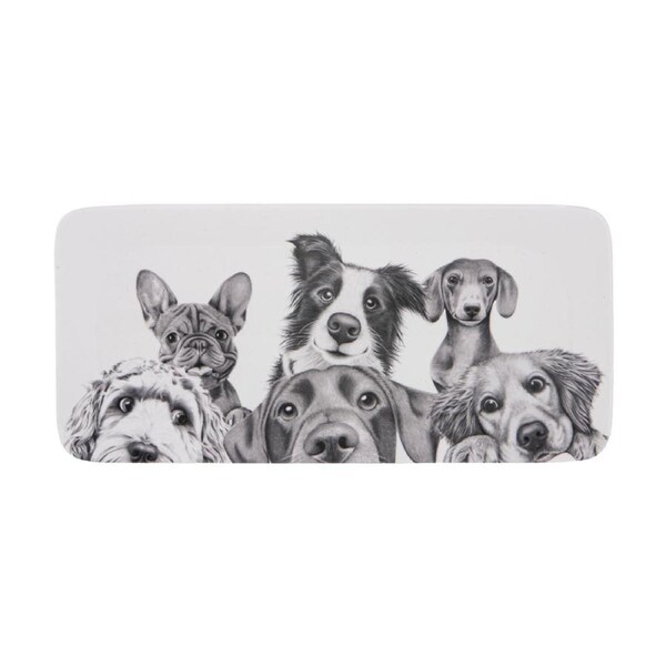 Ashdene Peeking Pups Rectangle Ceramic Platter Puppies Animal Art
