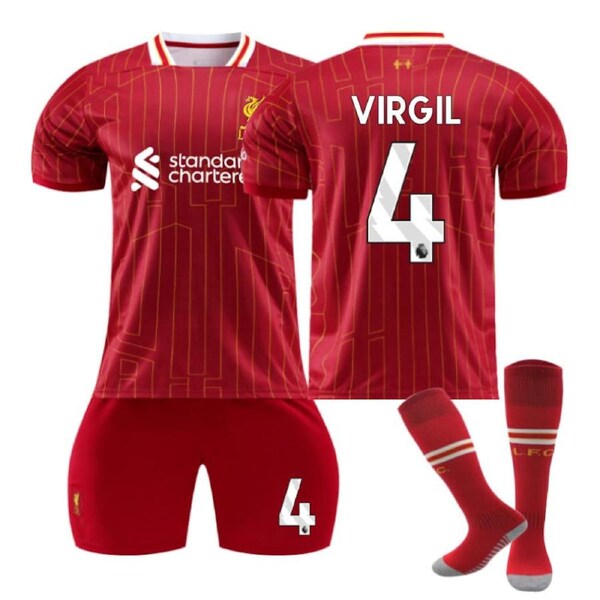 Nevenka VIRGIL #4 Liverpool Club Home Jersey Soccer Jersey Kit Football T-shirt Set for Adult Kids XL