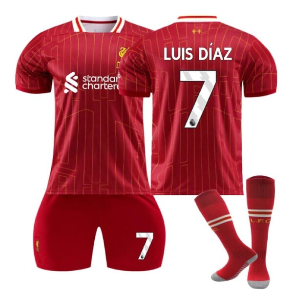 Nevenka LUIS DIAZ #7 Liverpool Club Home Jersey Soccer Jersey Kit Football T-shirt Set for Adult Kids S