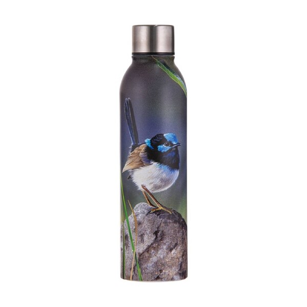 Ashdene Aus Small Birds Stainless Steel Insulated Drink Bottle Blue Wren
