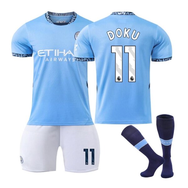 Nevenka DOKU #11 Manchester City Club Home Jersey Soccer Jersey Kit Football T-shirt Set for Adult Kids 24