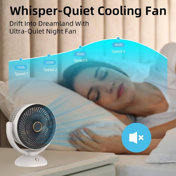 2000mAh Rechargeable Desk Fan - Stylish & Portable Cooling