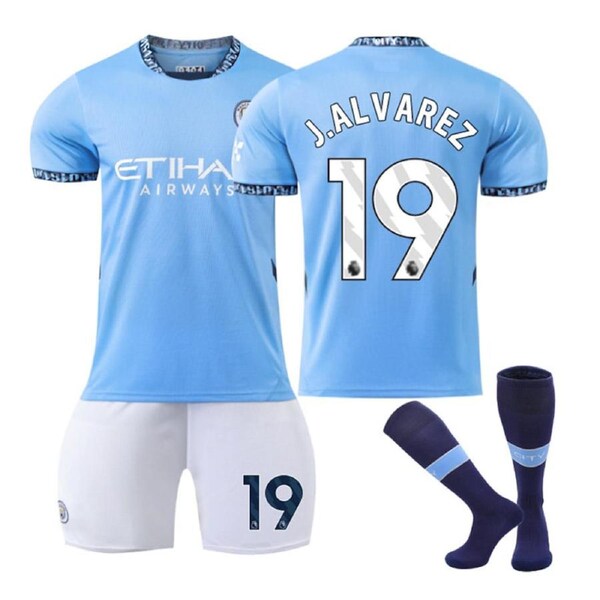 Nevenka J.ALVAREZ #19 Manchester City Club Home Jersey Soccer Jersey Kit Football T-shirt Set for Adult Kids 30
