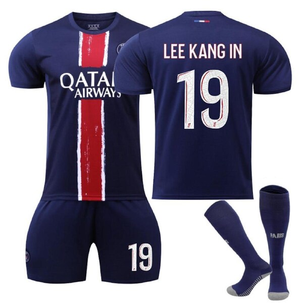 Nevenka LEE KANG IN #19 Paris Club Home Jersey Soccer Jersey Kit Football T-shirt Set for Adult Kids XL