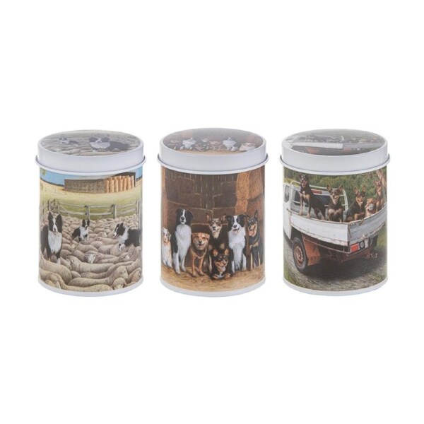 3pc Ashdene Working Dogs Storage Canister Set W/ Lid Animal Art