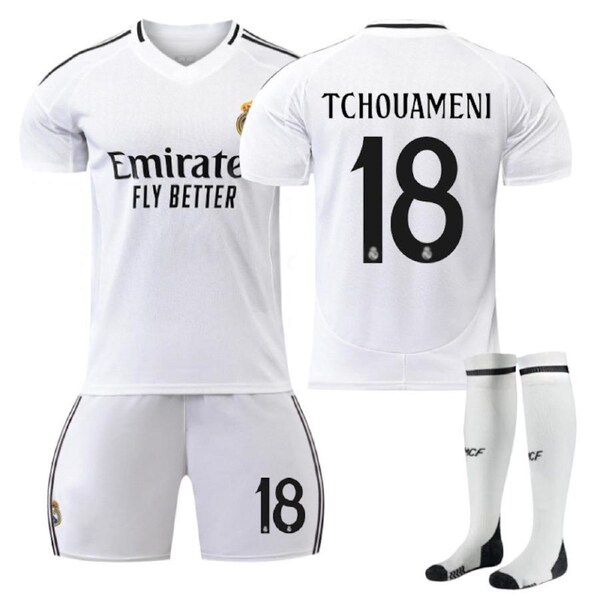 Nevenka TCHOUAMENI #18 Real Madrid Club Home Jersey Soccer Jersey Kit Football T-shirt Set for Adult Kids 2XL