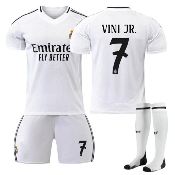 Nevenka VINI JR. #7 Real Madrid Club Home Jersey Soccer Jersey Kit Football T-shirt Set for Adult Kids S