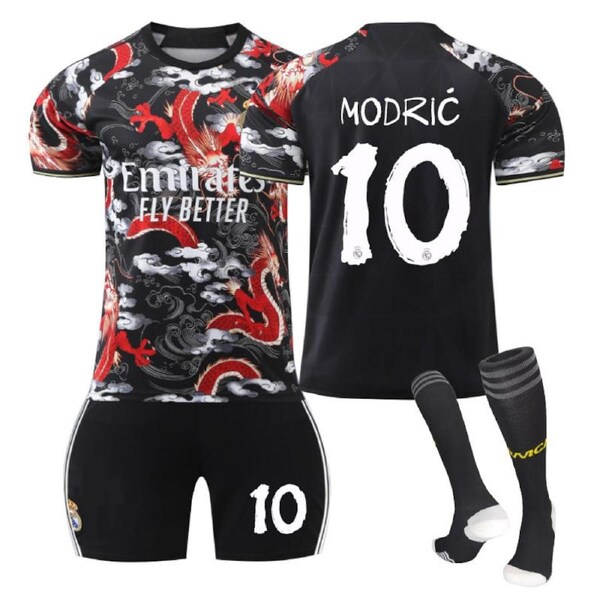 Nevenka MODRIC #10 Dragon Pattern Commemorative Edition Soccer Jersey Kit Football Set for Adult Kids 16